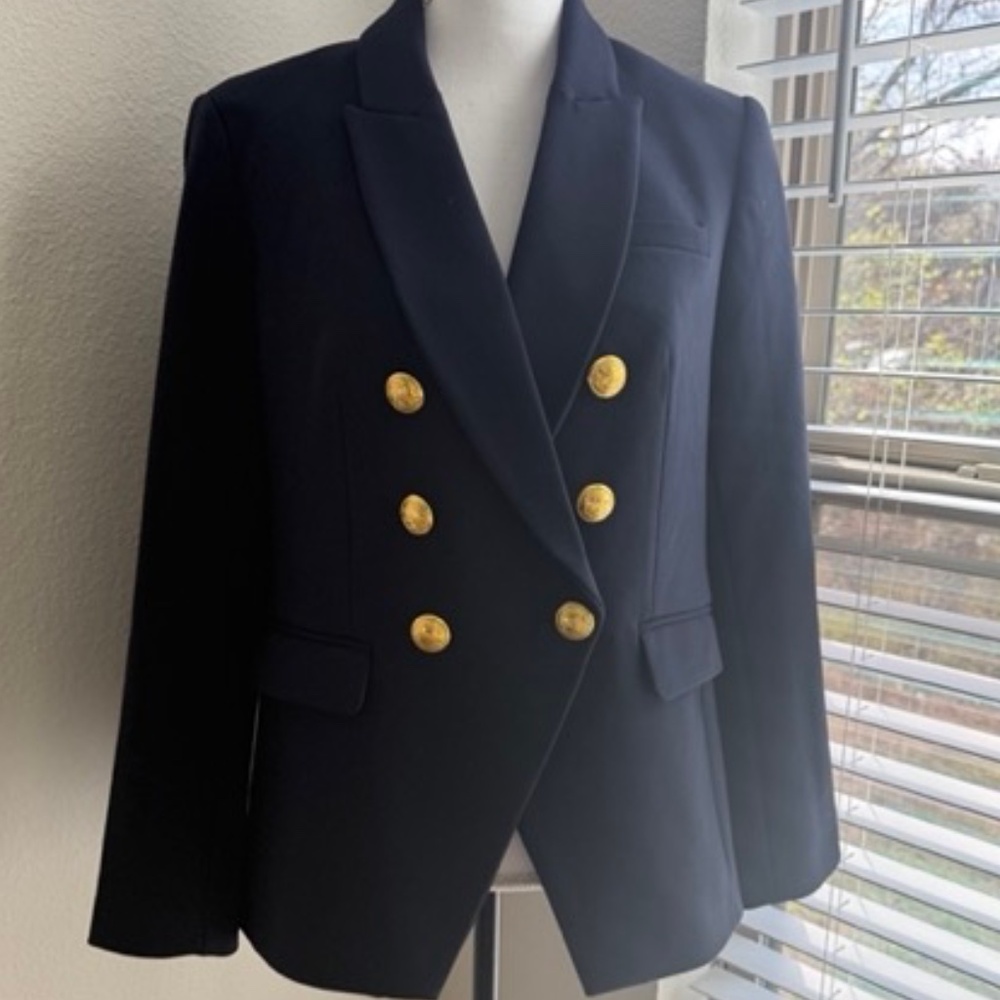 Express Blazer Women 10 Navy Blue Gold Button Office NWT Jacket